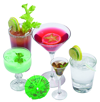 A variety of mixed drinks