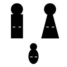 Graphic showing icons of Rh negative father, Rh negative mother, and Rh negative baby.